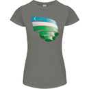 Curled Uzbekistan Flag Ukbek Day Football Womens Petite Cut T-Shirt Charcoal