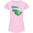 Curled Uzbekistan Flag Ukbek Day Football Womens Petite Cut T-Shirt Light Pink