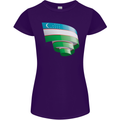 Curled Uzbekistan Flag Ukbek Day Football Womens Petite Cut T-Shirt Purple