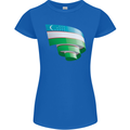 Curled Uzbekistan Flag Ukbek Day Football Womens Petite Cut T-Shirt Royal Blue