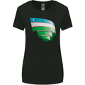 Curled Uzbekistan Flag Ukbek Day Football Womens Wider Cut T-Shirt Black