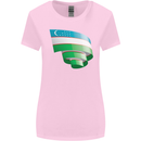 Curled Uzbekistan Flag Ukbek Day Football Womens Wider Cut T-Shirt Light Pink