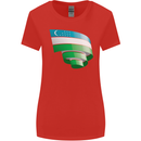 Curled Uzbekistan Flag Ukbek Day Football Womens Wider Cut T-Shirt Red