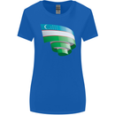 Curled Uzbekistan Flag Ukbek Day Football Womens Wider Cut T-Shirt Royal Blue