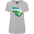 Curled Uzbekistan Flag Ukbek Day Football Womens Wider Cut T-Shirt Sports Grey