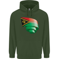 Curled Vanuatu Flag Day Football Childrens Kids Hoodie Forest Green