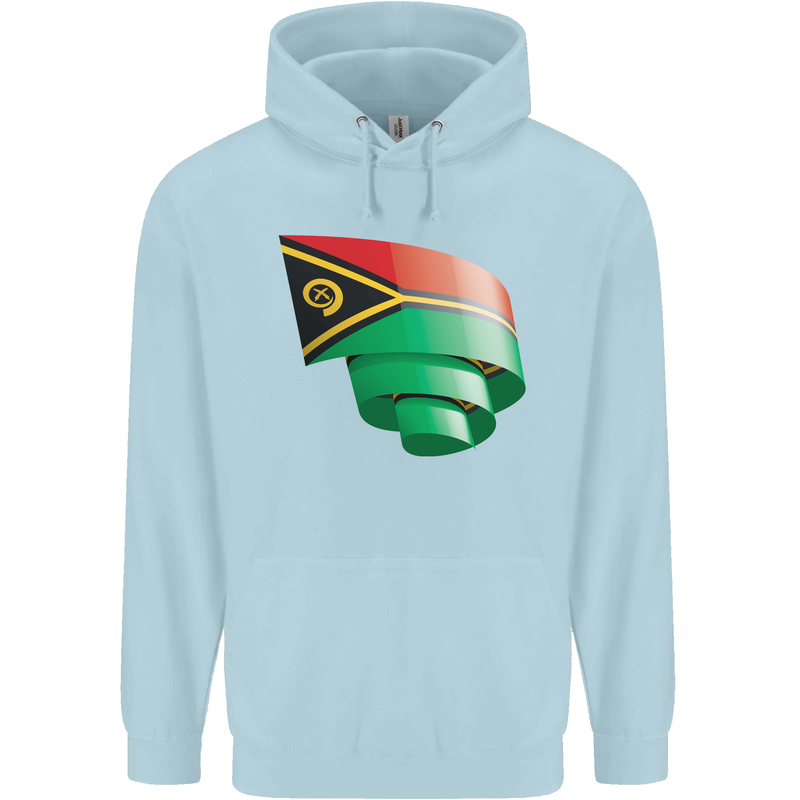 Curled Vanuatu Flag Day Football Childrens Kids Hoodie Light Blue