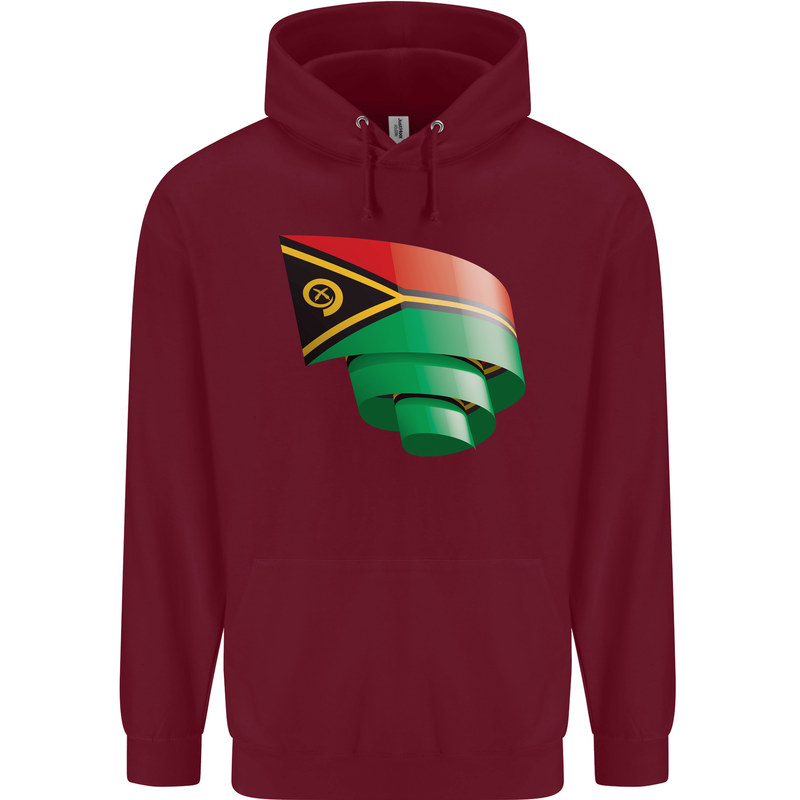 Curled Vanuatu Flag Day Football Childrens Kids Hoodie Maroon