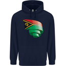 Curled Vanuatu Flag Day Football Childrens Kids Hoodie Navy Blue