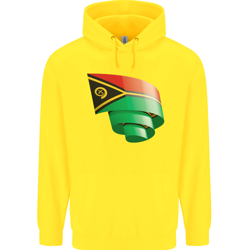 Curled Vanuatu Flag Day Football Childrens Kids Hoodie Yellow