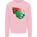 Curled Vanuatu Flag Day Football Kids Sweatshirt Jumper Light Pink