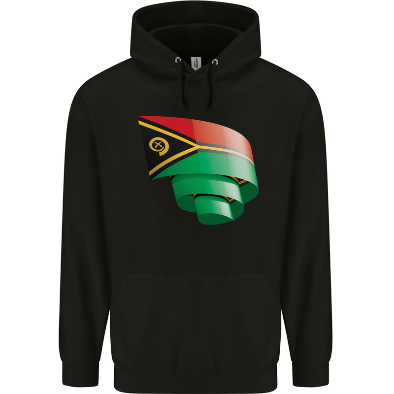 Curled Vanuatu Flag Day Football Mens 80% Cotton Hoodie Black