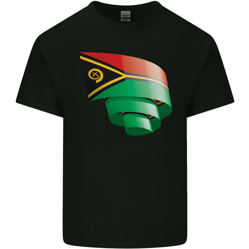 Curled Vanuatu Flag Day Football Mens Cotton T-Shirt Tee Top Black