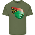 Curled Vanuatu Flag Day Football Mens Cotton T-Shirt Tee Top Military Green
