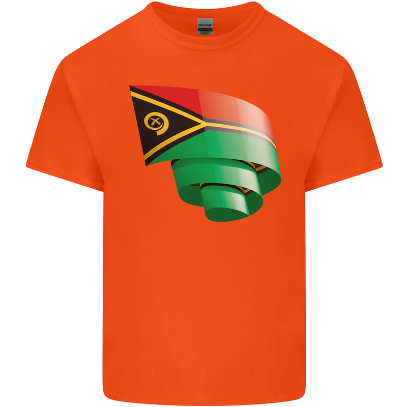 Curled Vanuatu Flag Day Football Mens Cotton T-Shirt Tee Top Orange
