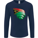 Curled Vanuatu Flag Day Football Mens Long Sleeve T-Shirt Navy Blue