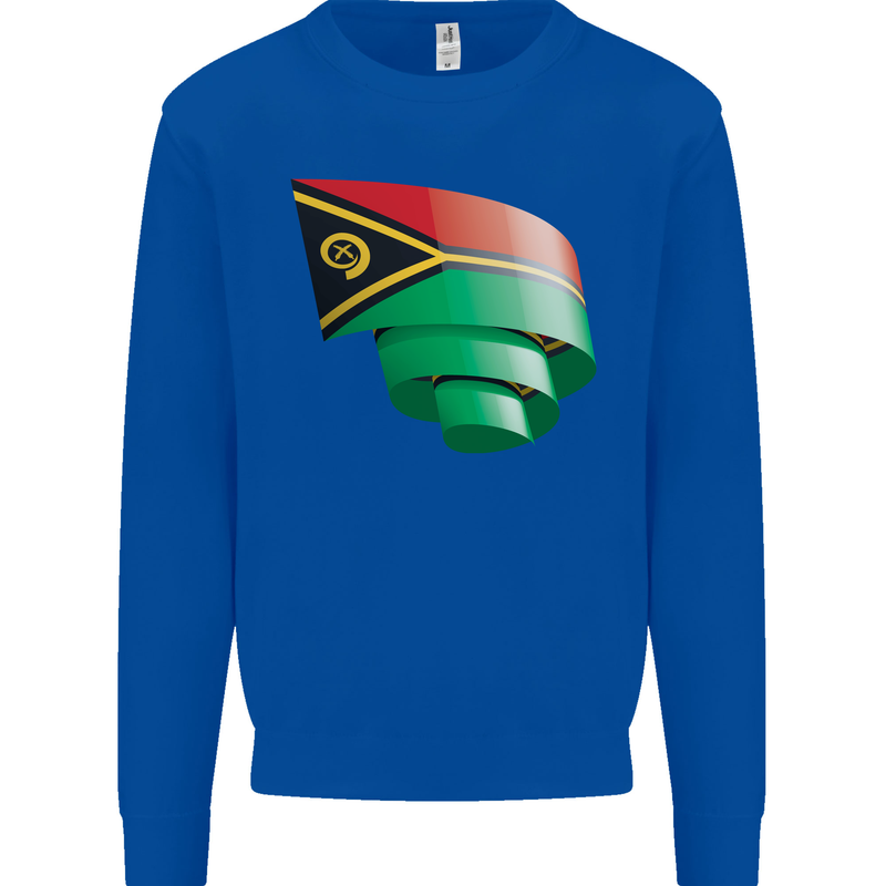 Curled Vanuatu Flag Day Football Mens Sweatshirt Jumper Royal Blue