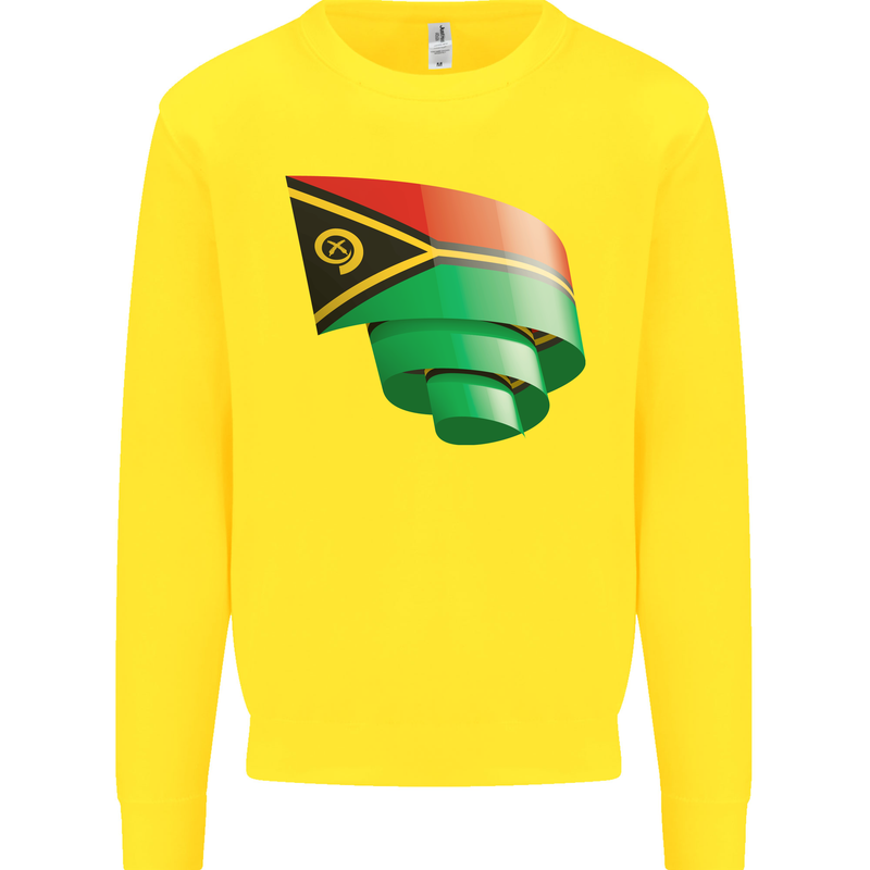 Curled Vanuatu Flag Day Football Mens Sweatshirt Jumper Yellow