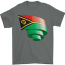 Curled Vanuatu Flag Day Football Mens T-Shirt 100% Cotton Charcoal