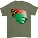Curled Vanuatu Flag Day Football Mens T-Shirt 100% Cotton Military Green
