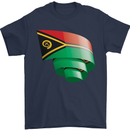 Curled Vanuatu Flag Day Football Mens T-Shirt 100% Cotton Navy Blue