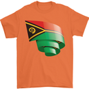 Curled Vanuatu Flag Day Football Mens T-Shirt 100% Cotton Orange