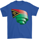 Curled Vanuatu Flag Day Football Mens T-Shirt 100% Cotton Royal Blue