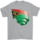 Curled Vanuatu Flag Day Football Mens T-Shirt 100% Cotton Sports Grey
