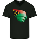 Curled Vanuatu Flag Day Football Mens V-Neck Cotton T-Shirt Black