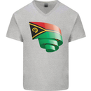 Curled Vanuatu Flag Day Football Mens V-Neck Cotton T-Shirt Sports Grey