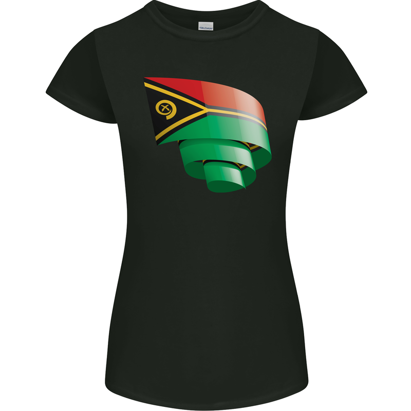 Curled Vanuatu Flag Day Football Womens Petite Cut T-Shirt