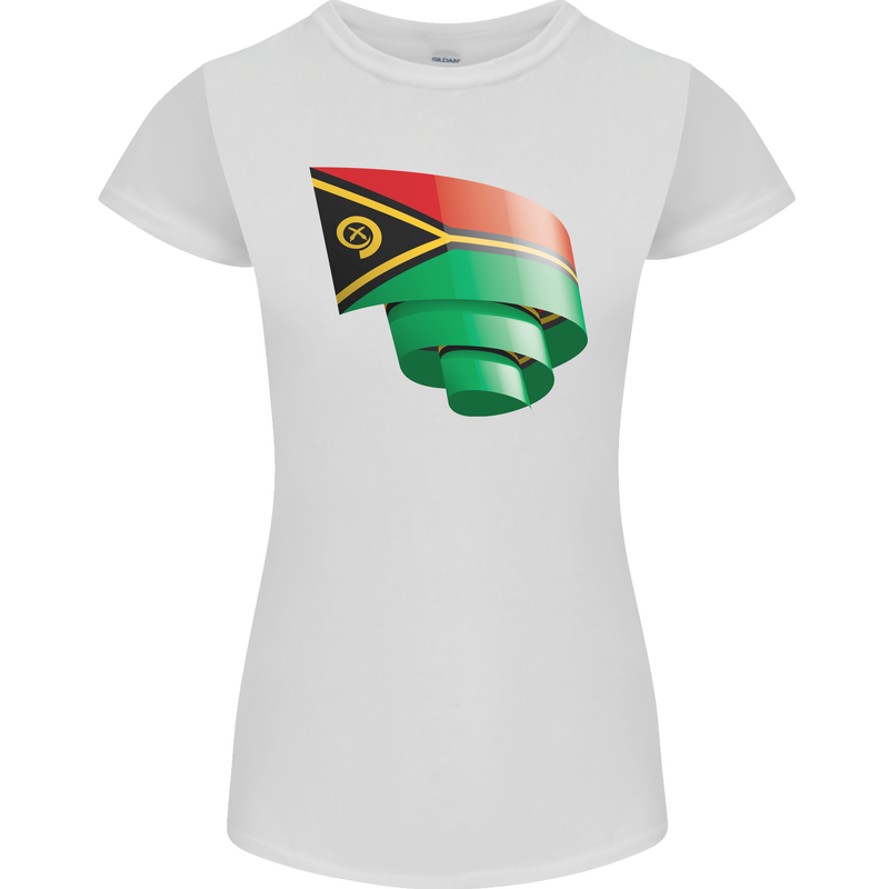 Curled Vanuatu Flag Day Football Womens Petite Cut T-Shirt
