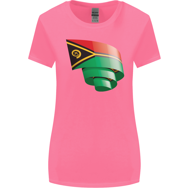 Curled Vanuatu Flag Day Football Womens Wider Cut T-Shirt Azalea