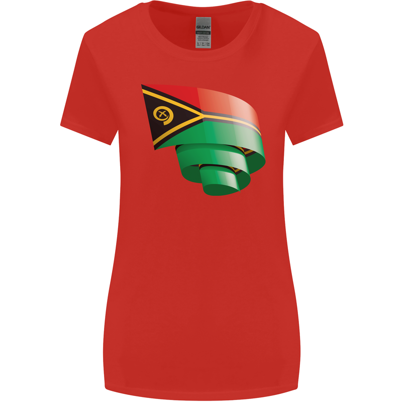 Curled Vanuatu Flag Day Football Womens Wider Cut T-Shirt Red
