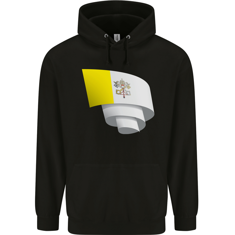 Curled Vatican Flag Childrens Kids Hoodie Black
