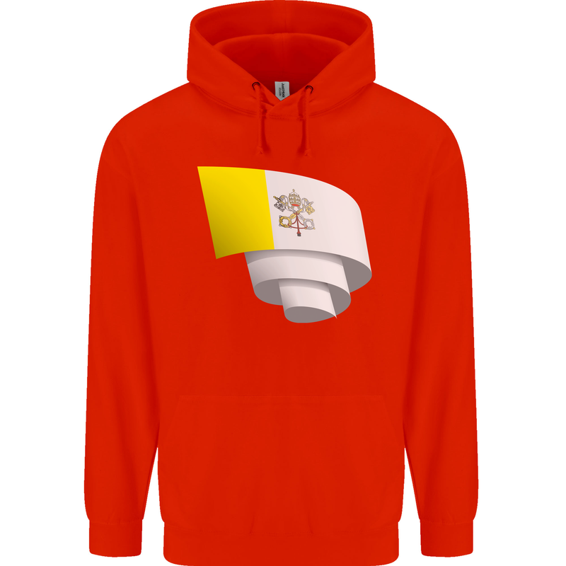 Curled Vatican Flag Childrens Kids Hoodie Bright Red
