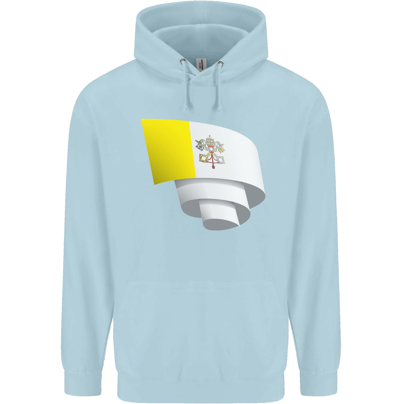 Curled Vatican Flag Childrens Kids Hoodie Light Blue