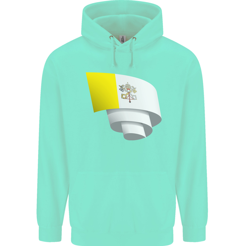 Curled Vatican Flag Childrens Kids Hoodie Peppermint
