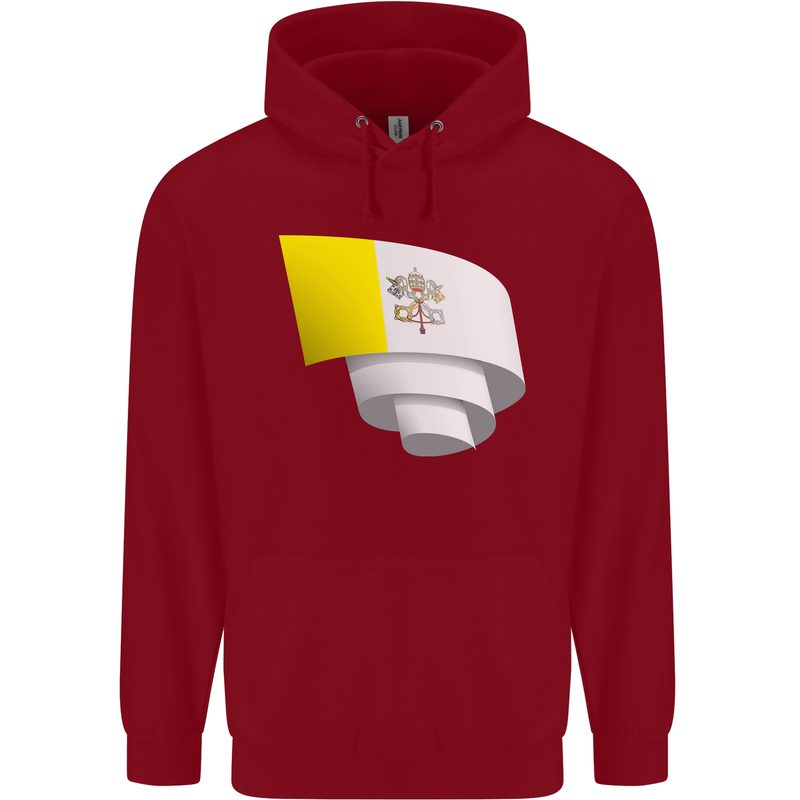 Curled Vatican Flag Childrens Kids Hoodie Red