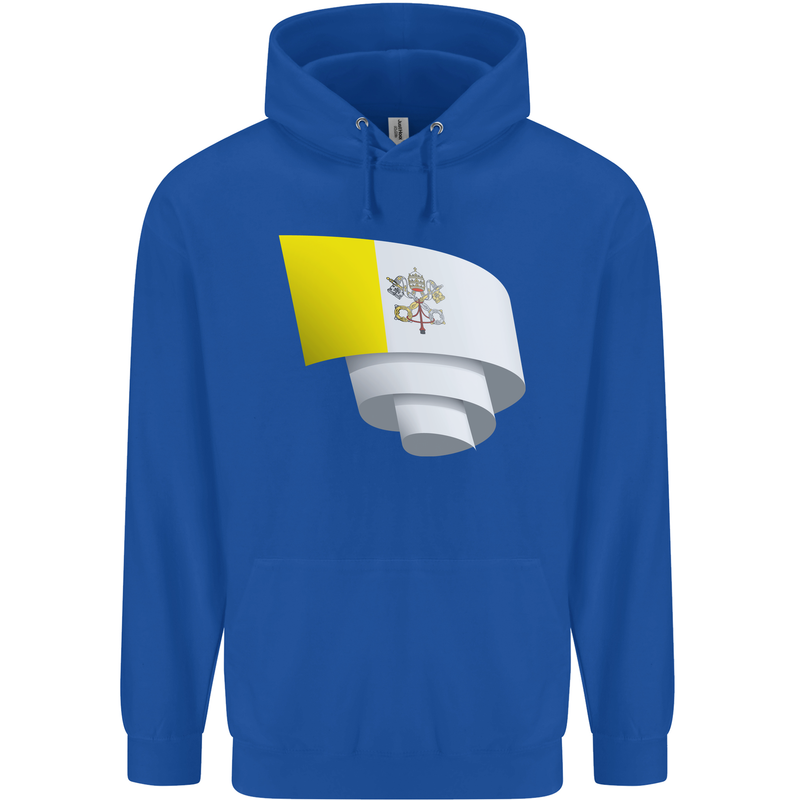 Curled Vatican Flag Childrens Kids Hoodie Royal Blue