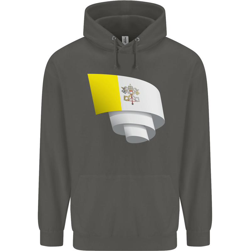 Curled Vatican Flag Childrens Kids Hoodie Storm Grey