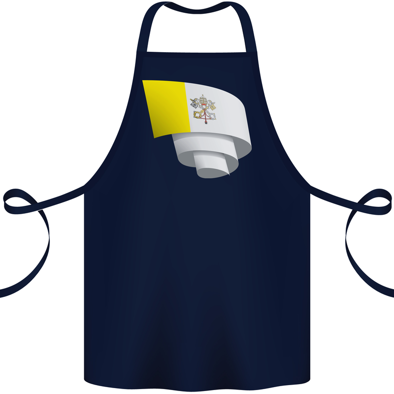 Curled Vatican Flag Cotton Apron 100% Organic Navy Blue