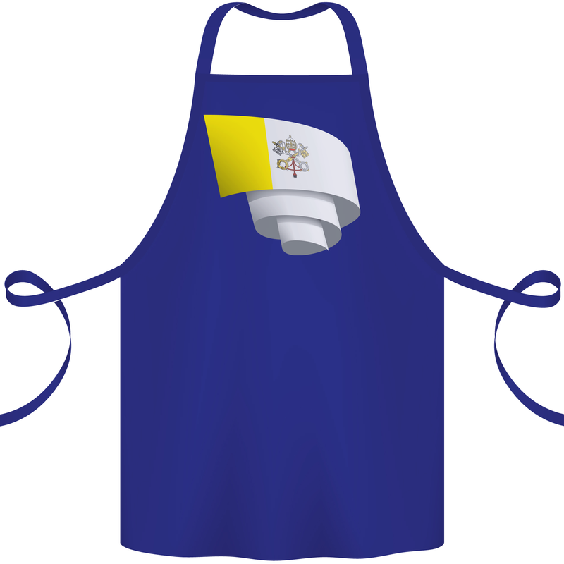 Curled Vatican Flag Cotton Apron 100% Organic Royal Blue