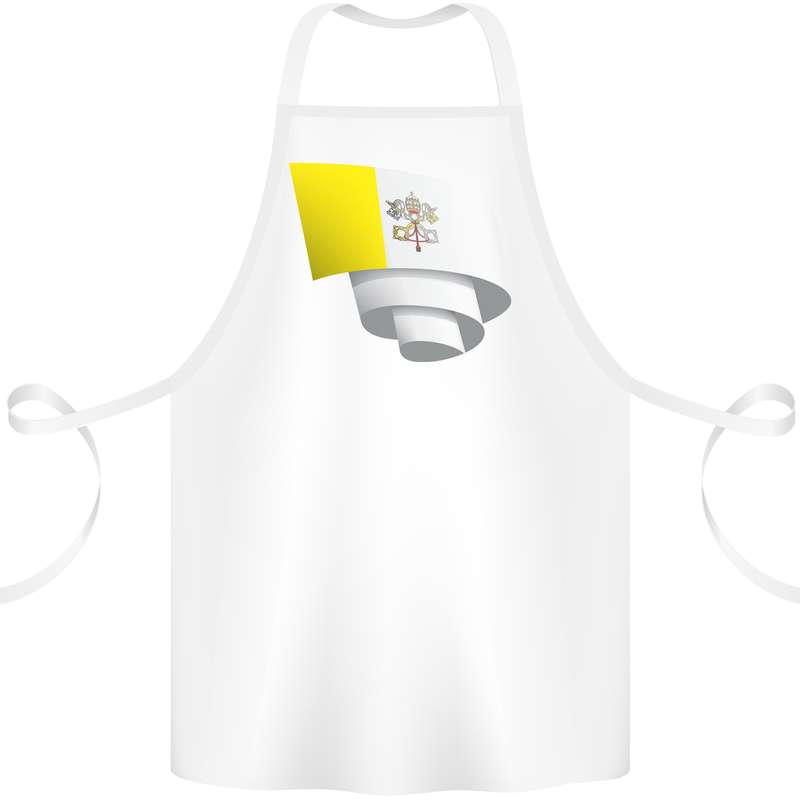 Curled Vatican Flag Cotton Apron 100% Organic White