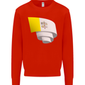 Curled Vatican Flag Kids Sweatshirt Jumper Bright Red
