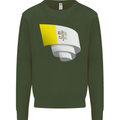 Curled Vatican Flag Kids Sweatshirt Jumper Forest Green