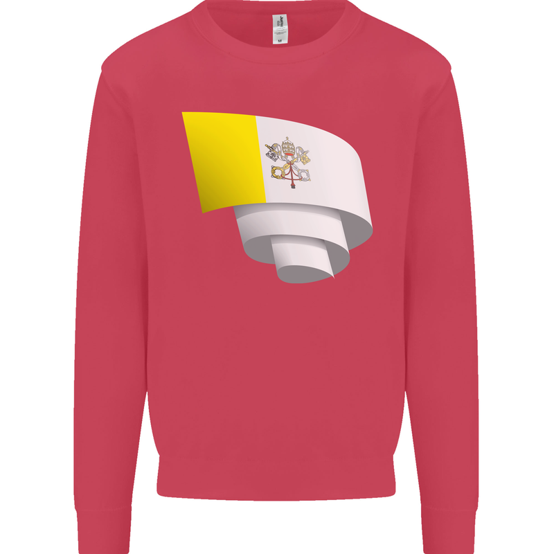 Curled Vatican Flag Kids Sweatshirt Jumper Heliconia
