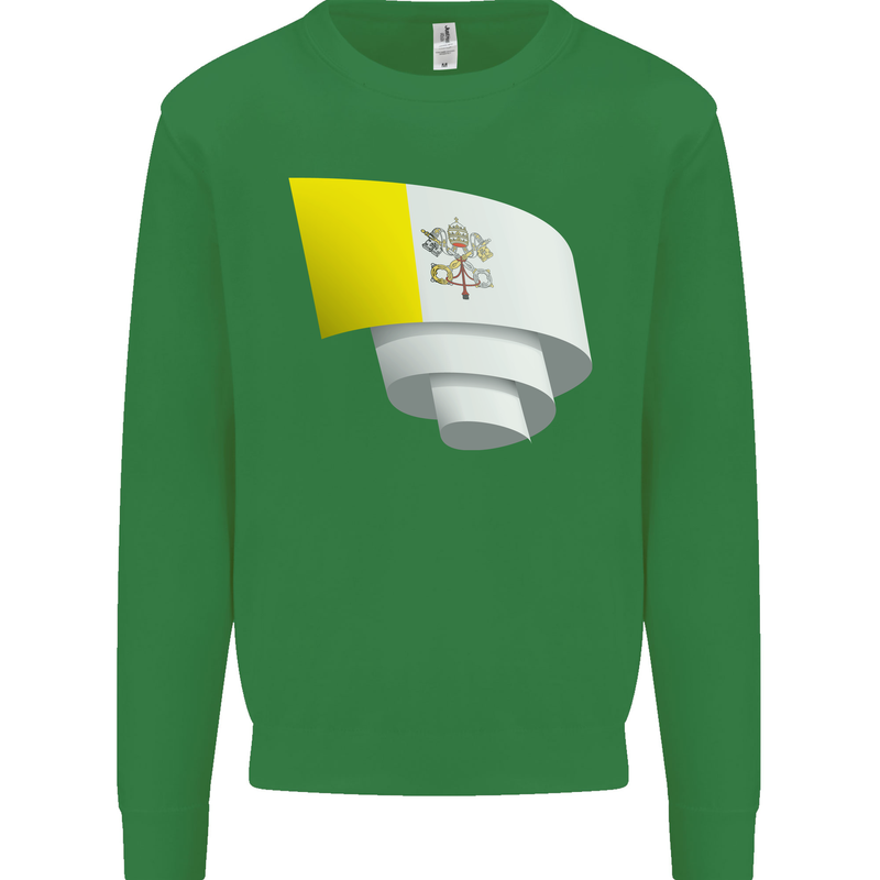 Curled Vatican Flag Kids Sweatshirt Jumper Irish Green