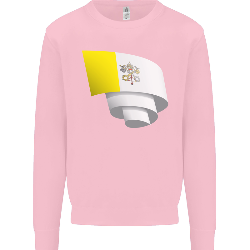 Curled Vatican Flag Kids Sweatshirt Jumper Light Pink