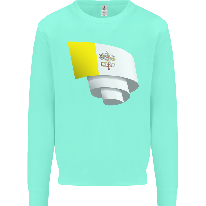 Curled Vatican Flag Kids Sweatshirt Jumper Peppermint